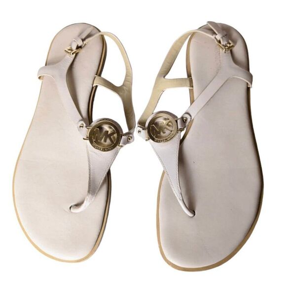 MICHAEL KORS Mallory Tan Leather T-Strap Sandal Size 9M - Picture 2 of 7